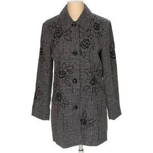 Victor Costa Jacket Black floral Embroidered